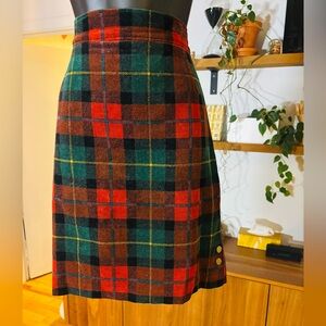Plaid A-Line Skirt - Red and Green